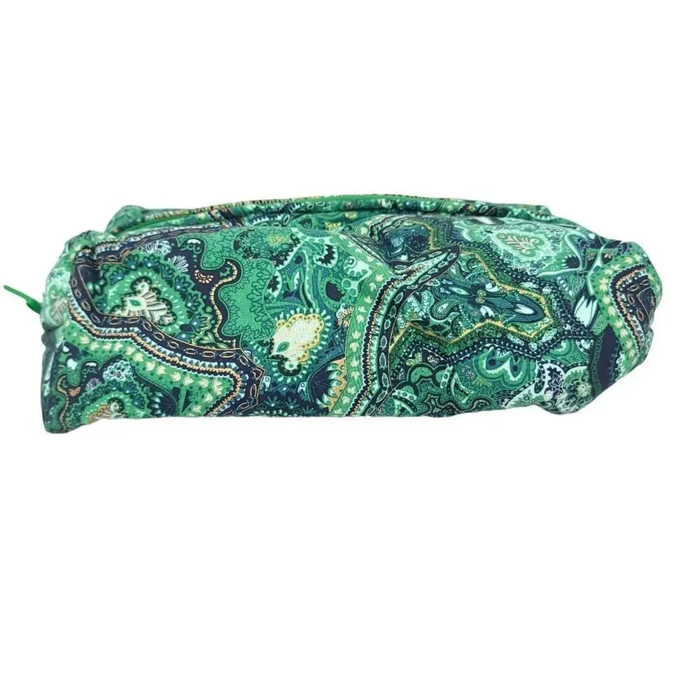 Handmade Makeup Cosmetic Bag Set Green Floral Travel Zip Case Lined Make Up - Picture 2 of 13